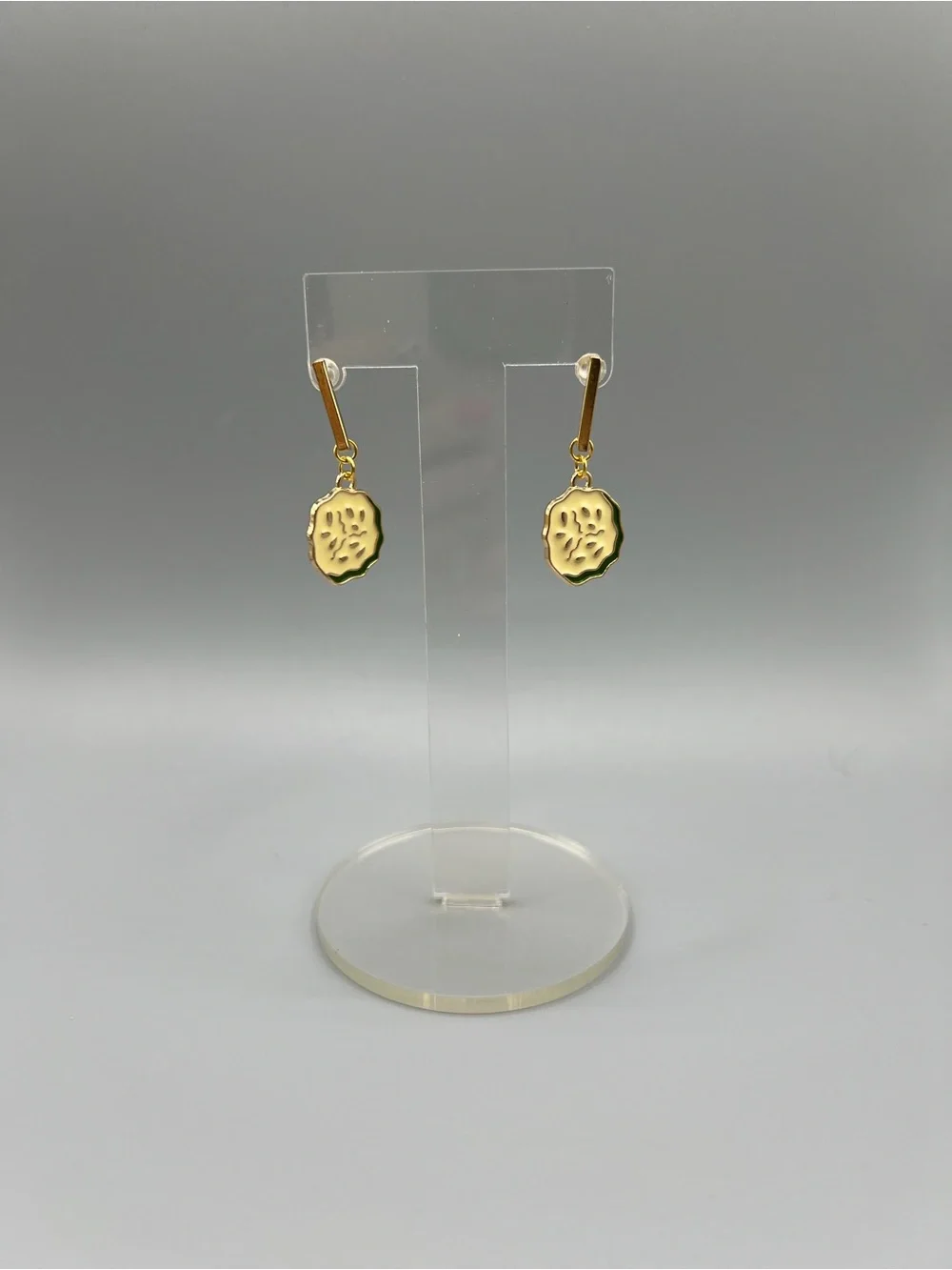 Gold Drop Pickle Chip Earrings - Handmade